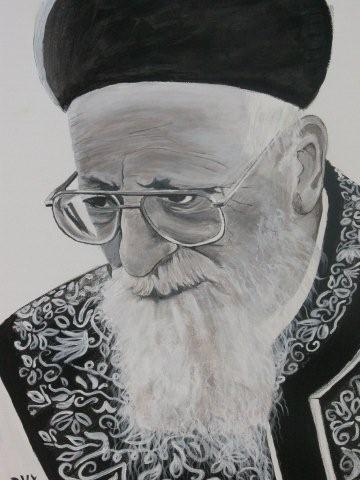 ציור אקריליק עבודת יד הרב אליהו מרדכי שליט