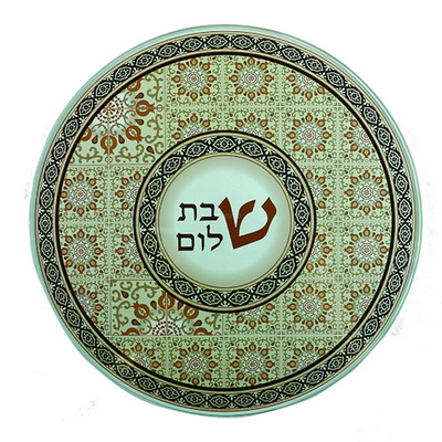 תחתית לסיר זכוכית בלתי שבירה מודפסת "עיטורים" גוונים חום 19 ס"מ