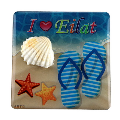 מגנט עם צדף "אילת" 6x6 ס"מ