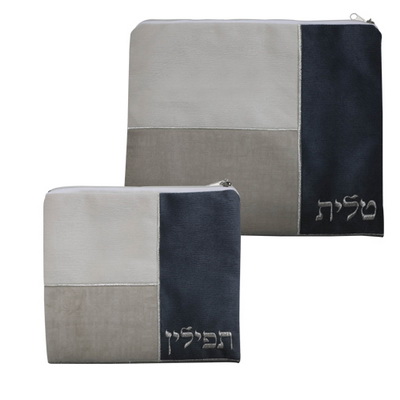 סט טלית תפילין פשתן עם ריקמה "קבלרי" 35X30 ס"מ