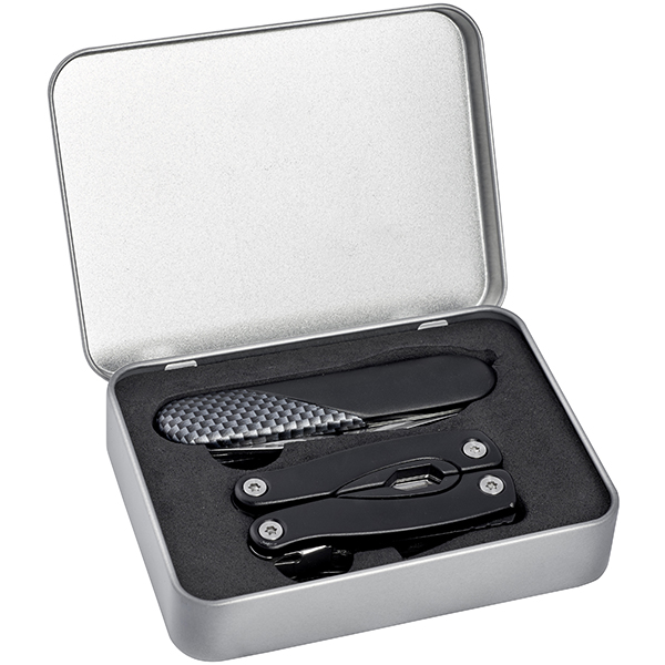 סט פלייר ואולר בגימור שחור/קרבון במארז אלומיניום  ZA-4311