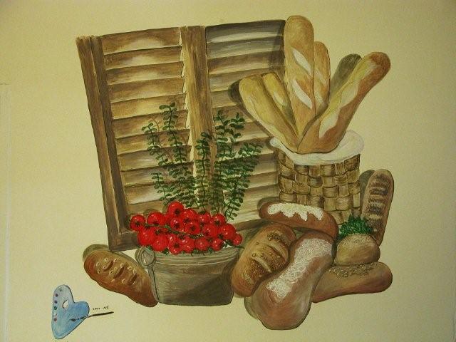 ציור קיר אקריליק לחם בית