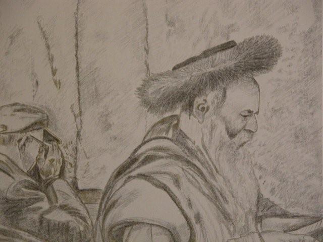 ציור אקריליק עבודת יד מתפלים בכותל