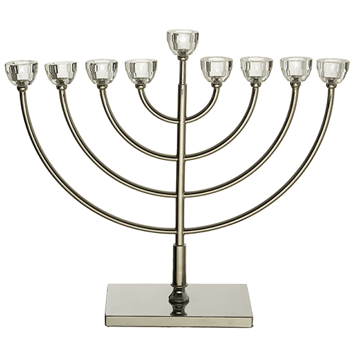 חנוכיית מתכת עם ראשי קריסטל 40 ס"מ