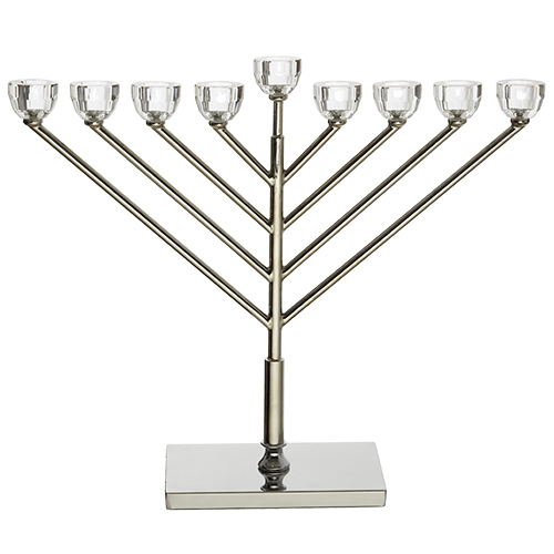 חנוכיית מתכת עם ראשי קריסטל . UK45575