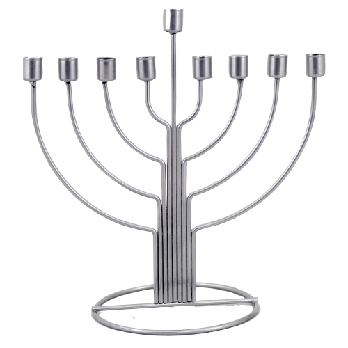 חנוכיית פח חצי עגול כסף 33 ס"מ