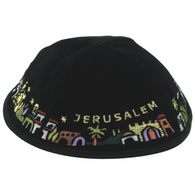 * כיפה קטיפה רקמה א.ב. ירושלים