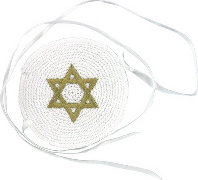 כיפה סרוגה מגן דויד בזהב