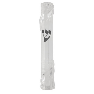 מזוזה פלסטיק 15 ס"מ "ירושלים" שקוף עם פקק גומי