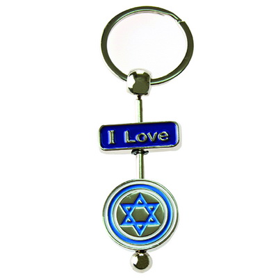 מחזיק מפתחות מתכת מסתובב דגל ישראל 5 ס"מ