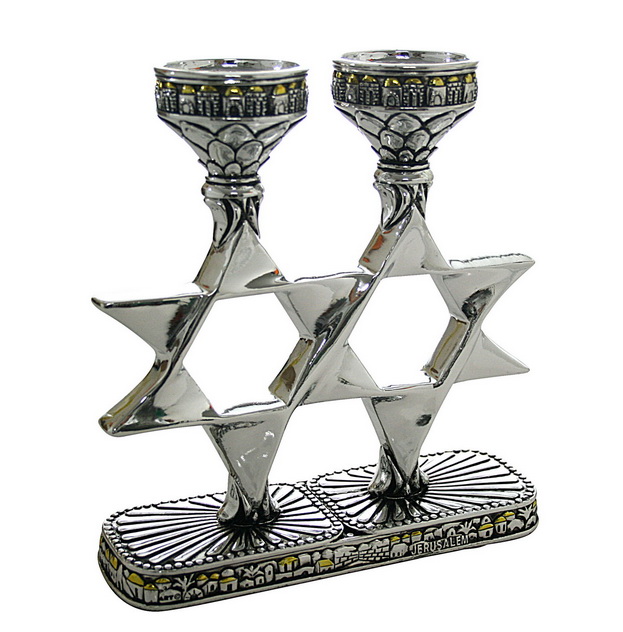 פמוטים שני מגני דויד עם מגני דויד בפנים
