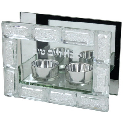 פמוטי קריסטל עם אבנים 18x13 ס"מ