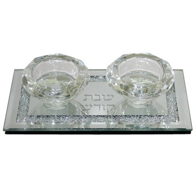 פמוטי קריסטל עם אבנים 17x9 ס"מ