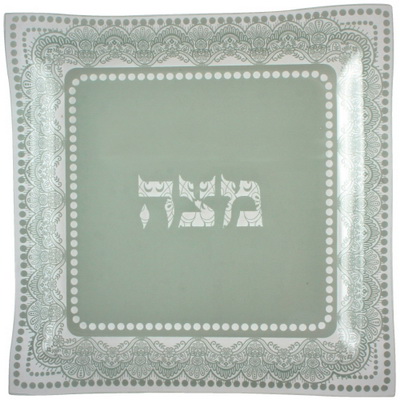 צלחת מצה זכוכית 28 ס"מ לבן