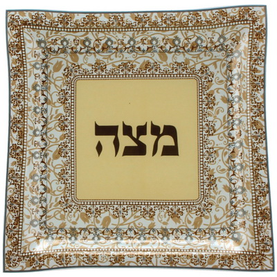 צלחת מצה זכוכית 28 ס"מ חום