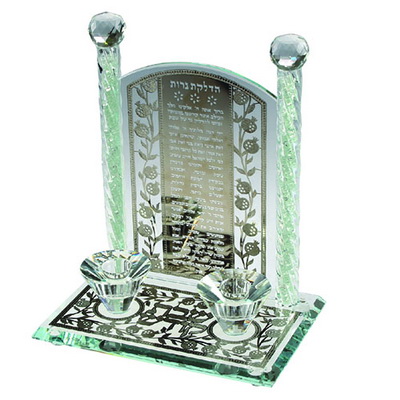 פמוטי קריסטל עם פלקטה הדלקת נרות "רימונים" 24 ס"מ