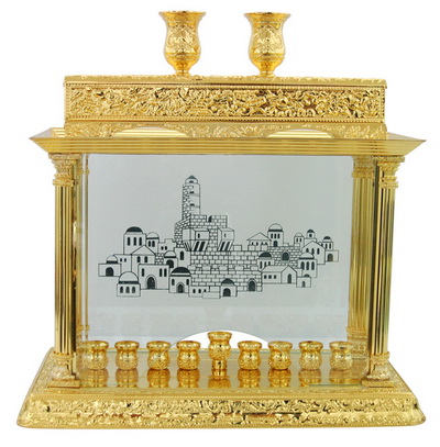 חנוכיה קישוטית זהב דלוקס 26X40 ס"מ