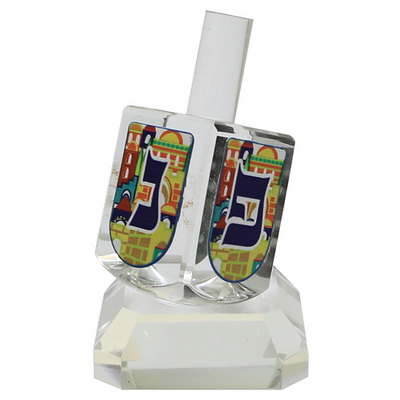 סביבון קריסטל עם פלקטה ירושלים ובסיס נ.ג.ה.פ 8 ס"מ