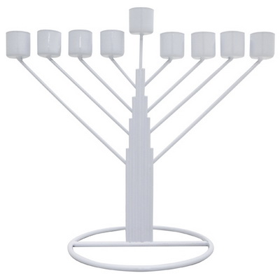 חנוכיית פח חבד לבן 31 ס"מ