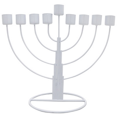 חנוכיית פח חצי עגול לבן 31 ס"מ