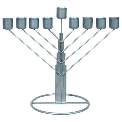 חנוכיית פח חבד כסף 31 ס"מ