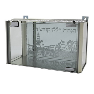 חנוכית פרופיל נרוסטה וזכוכית 20*40*50 ס"מ
