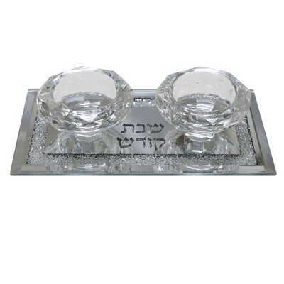 פמוטי קריסטל עם אבנים 8*16 ס"מ