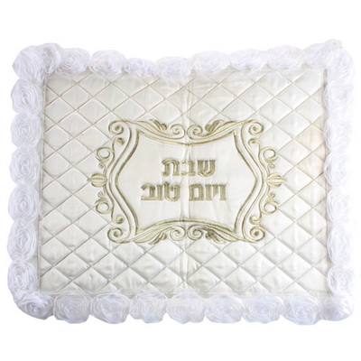 כיסוי חלה סטן עם פרחים מסביב 42*52 ס"מ