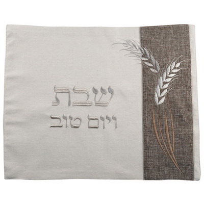 כיסוי חלה פשתן עם אפליקציה 42*52 ס"מ