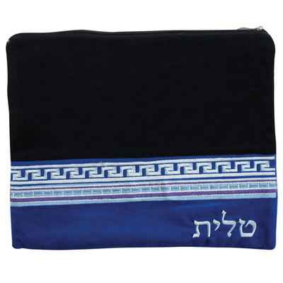 סט טלית תפילין קטיפה מדיום עם אפליקציה 36*29 ס"מ