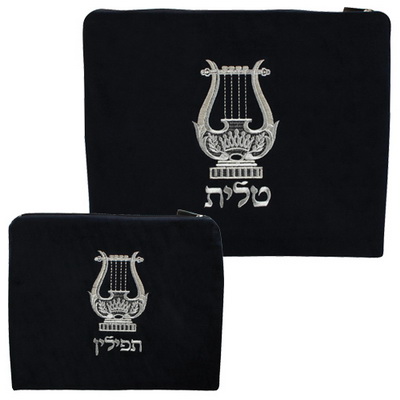 סט טלית תפילין קטיפה מדיום עם ריקמה 36*29 ס"מ
