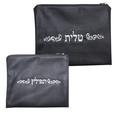 סט טלית תפילין דמוי עור מהודר 30*36 ס"מ