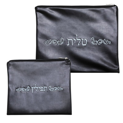 סט טלית תפילין דמוי עור מהודר 30*36 ס"מ