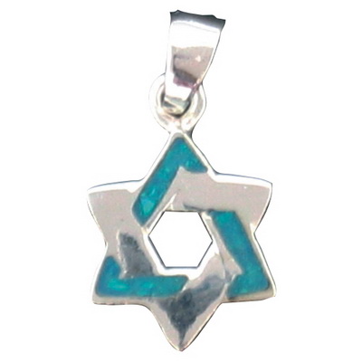 תליון כסף טהור מגן דוד אבן אופל 1.5 ס"מ NP39