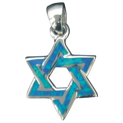 תליון כסף מגן דויד עם אופל 1.70 ס"מ