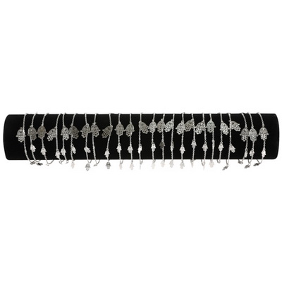 צמיד רודיום חמסות פיליגרי, 24 יחידות על שרוול שחור 59001