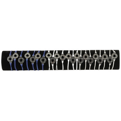 צמיד "שמע ישראל"- כחול ולבן, 24 יחידות על שרוול שחור 59001