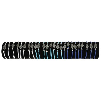 צמיד חמסה- כחול ולבן, 24 יחידות על שרוול שחור 59001