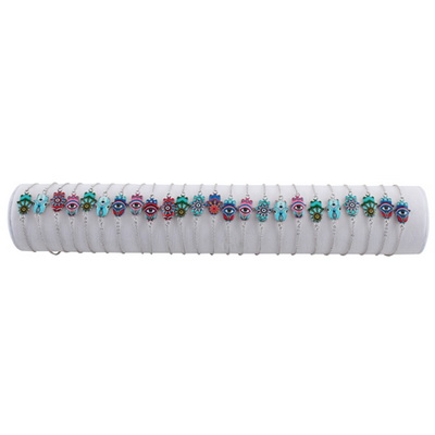 סט צמידי חמסות צבעוניות, 24 יח' על שרוול לבן 56009