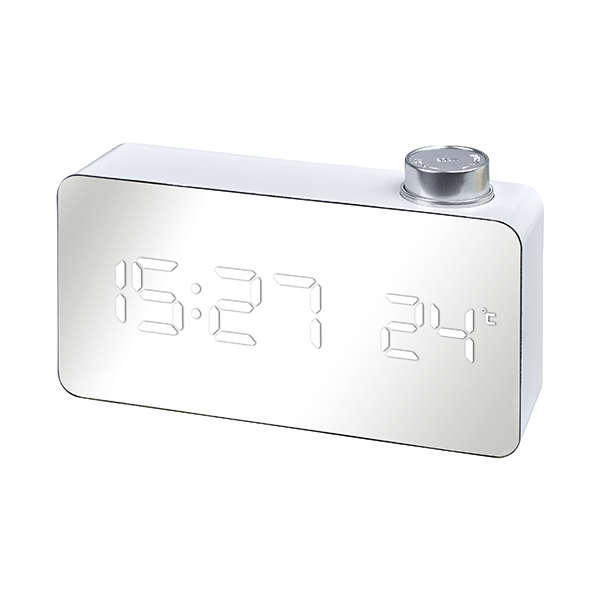 שעון דיגיטלי שולחני לבן עם ספרות לד לבנות (הזנה USB) מסך 15.5X7.5 סמ ZA-4280